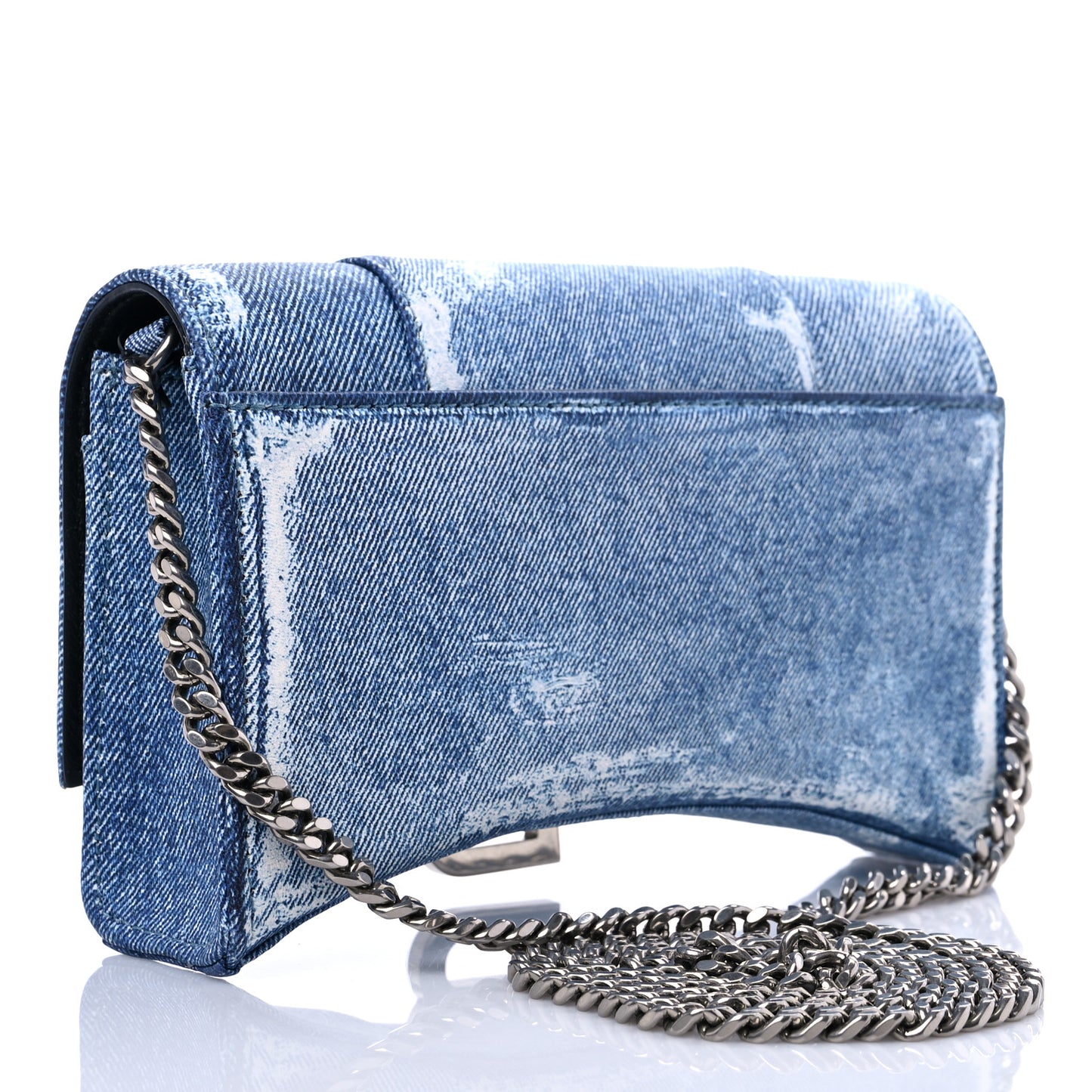 Nappa Denim Printed Hourglass Chain Bag Denim Blue