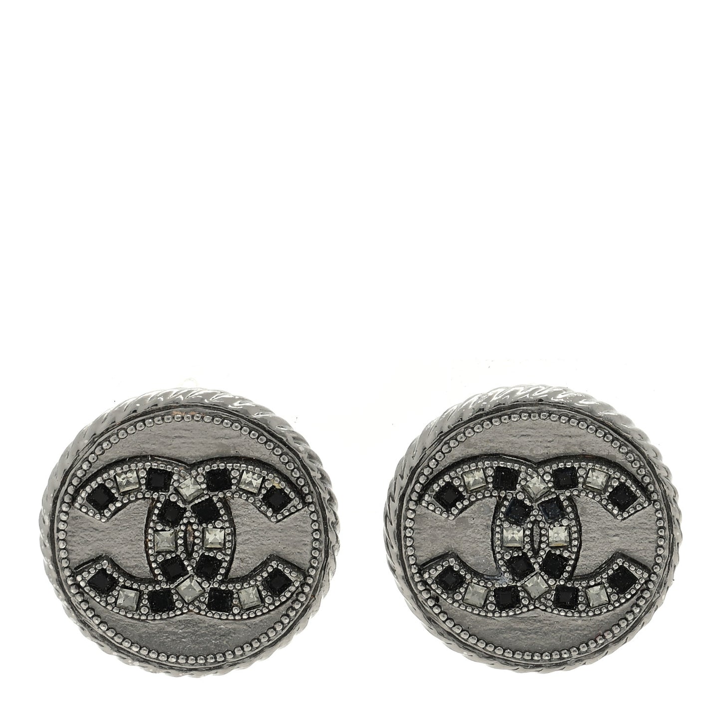 Ruthenium Crystal CC Round Earrings