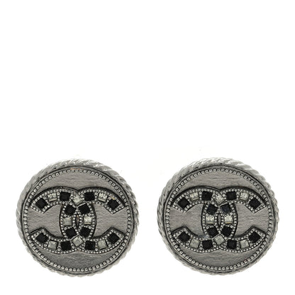 Chanel Ruthenium Crystal CC Round Earrings 1 of 4
