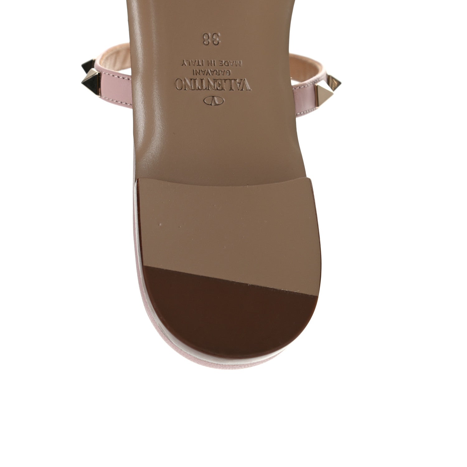 Valentino Garavani Nappa Rockstud Caged Flat Slide Sandals 38 Water Rose 11 of 11