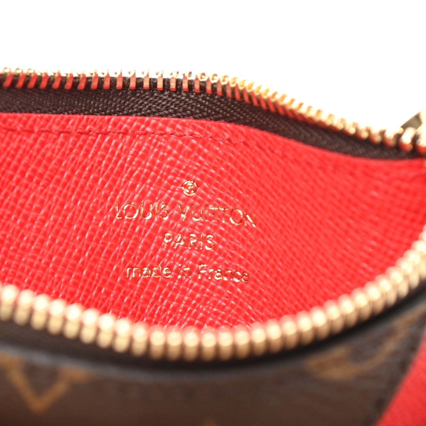 Monogram Zipped Romy Card Holder Red