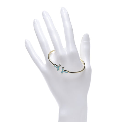 Tiffany 18K Yellow Gold Turquoise T Wire Bracelet 2 of 4