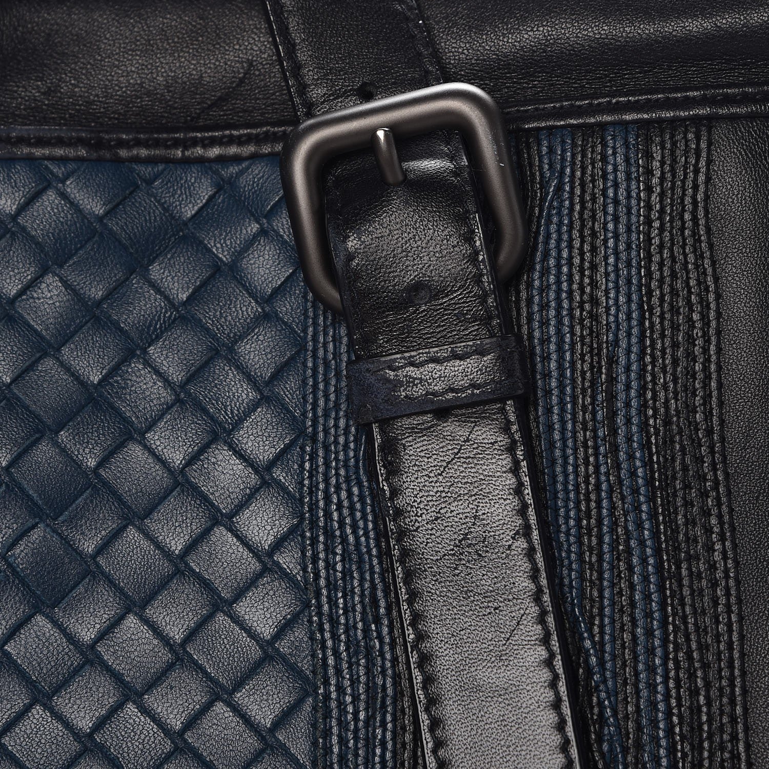 Bottega Veneta Calfskin Leggero Intrecciato Embroidered Briefcase Nero Black Blue 10 of 19