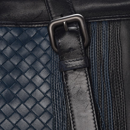 Bottega Veneta Calfskin Leggero Intrecciato Embroidered Briefcase Nero Black Blue 10 of 19