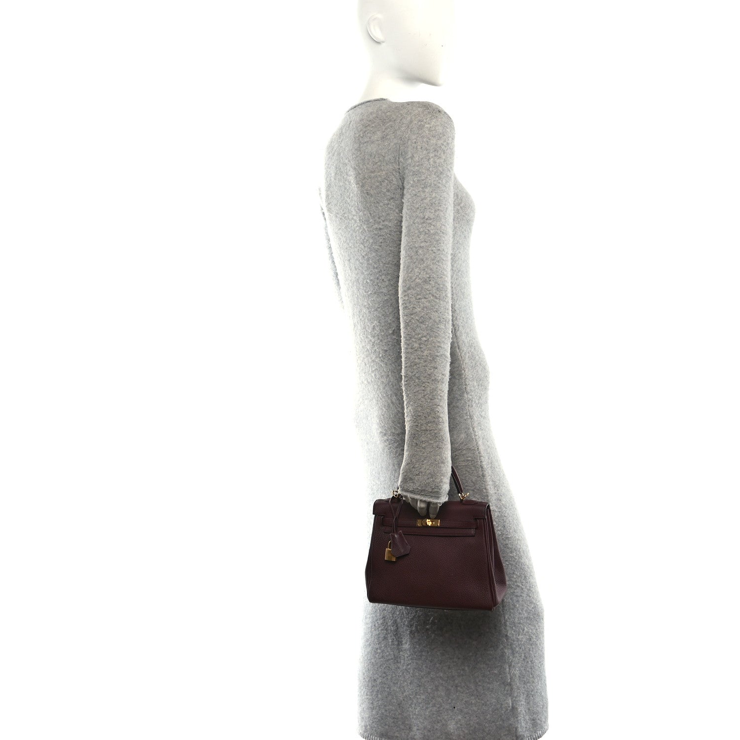 Hermes Togo Kelly Retourne 25 Bordeaux 2 of 11