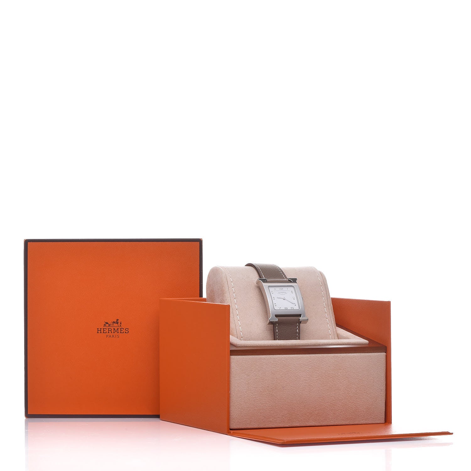 Hermes Stainless Steel Swift 26mm Heure H Hour Quartz Watch Etoupe 10 of 10