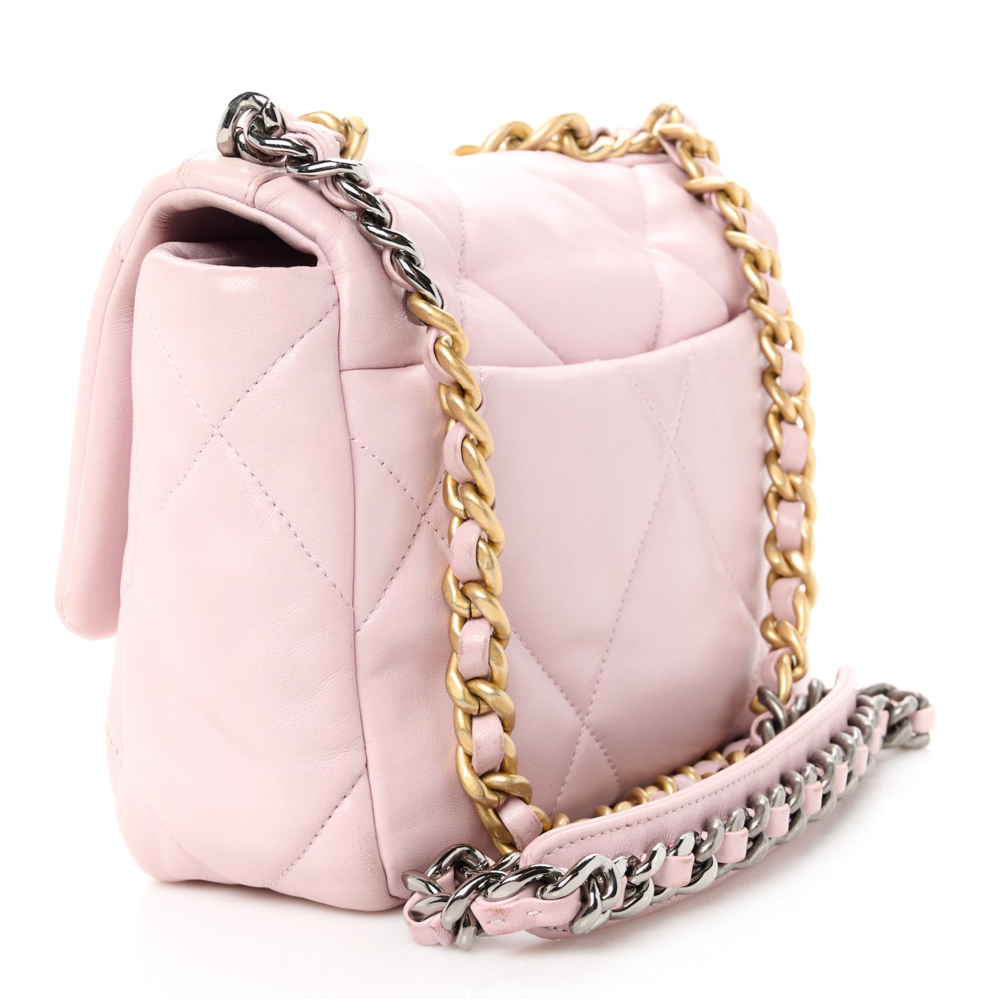 Goatskin Quilted Medium Chanel 19 Flap Light Pink