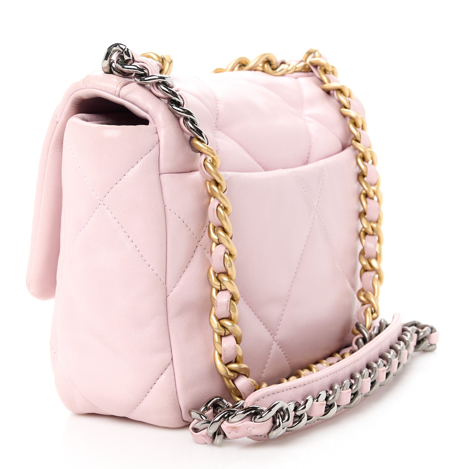 Chanel Goatskin Quilted Medium Chanel 19 Flap Light Pink 3 of 12