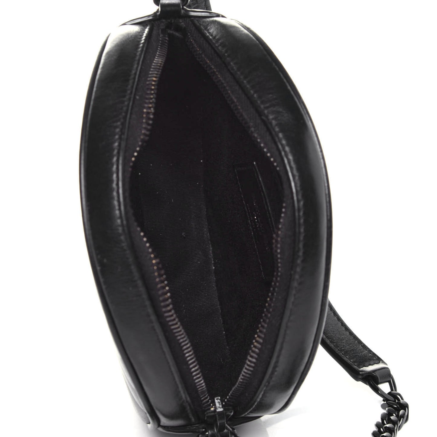 Calfskin Matelasse Chevron Round Vinyle Camera Bag Black