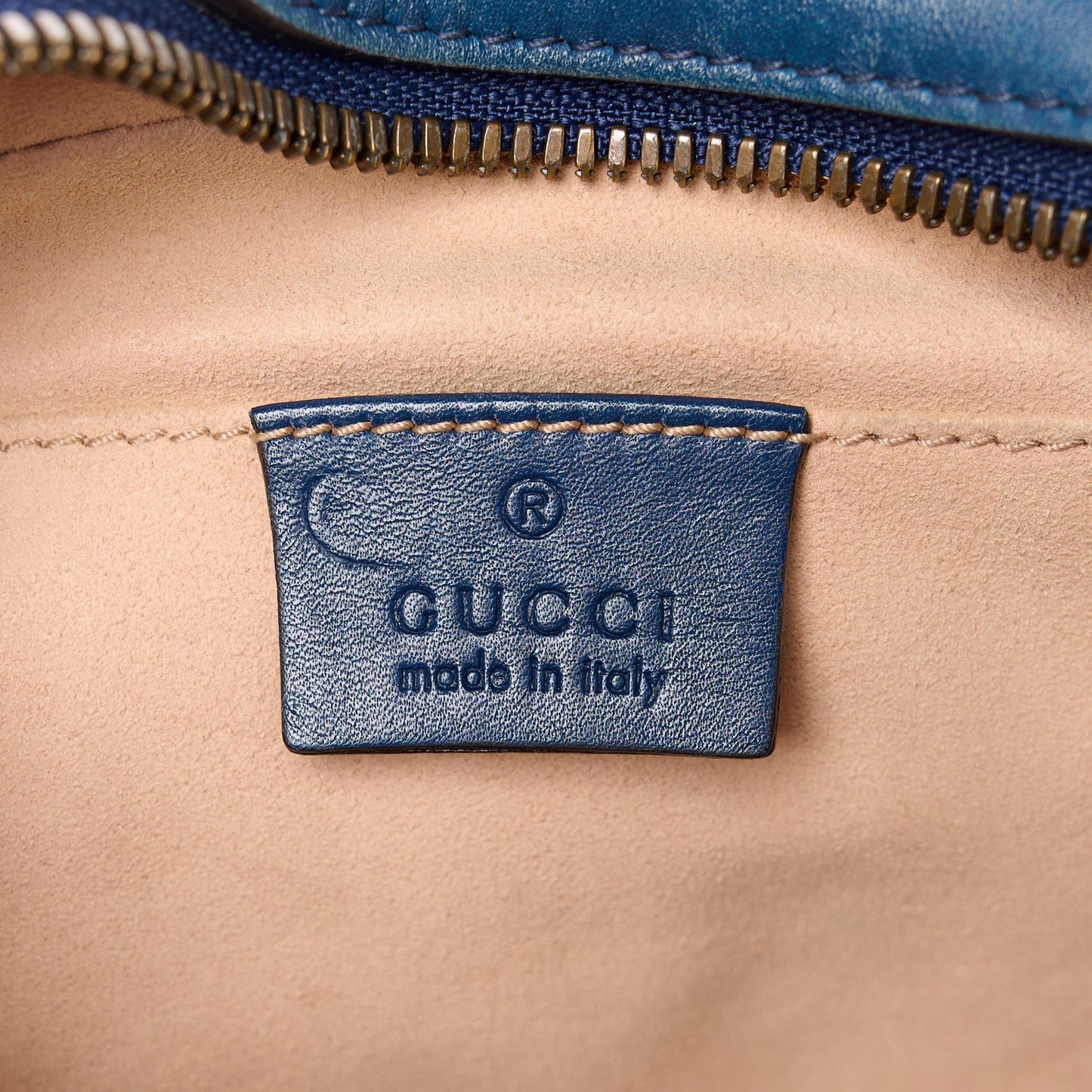 Calfskin Matelasse GucciGhost Small GG Marmont Chain Shoulder Bag Blue Agata Hibiscus Red