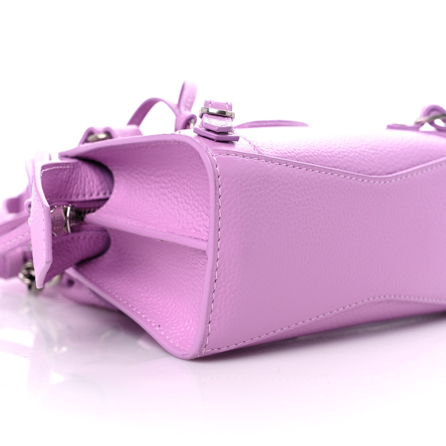 Grained Calfskin Neo Classic Silver Hardware Nano City Crossbody Lilac