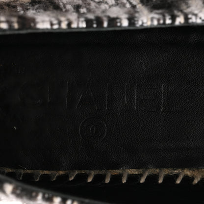 Chanel Tweed Grosgrain CC Espadrilles 38 Grey Black 9 of 10