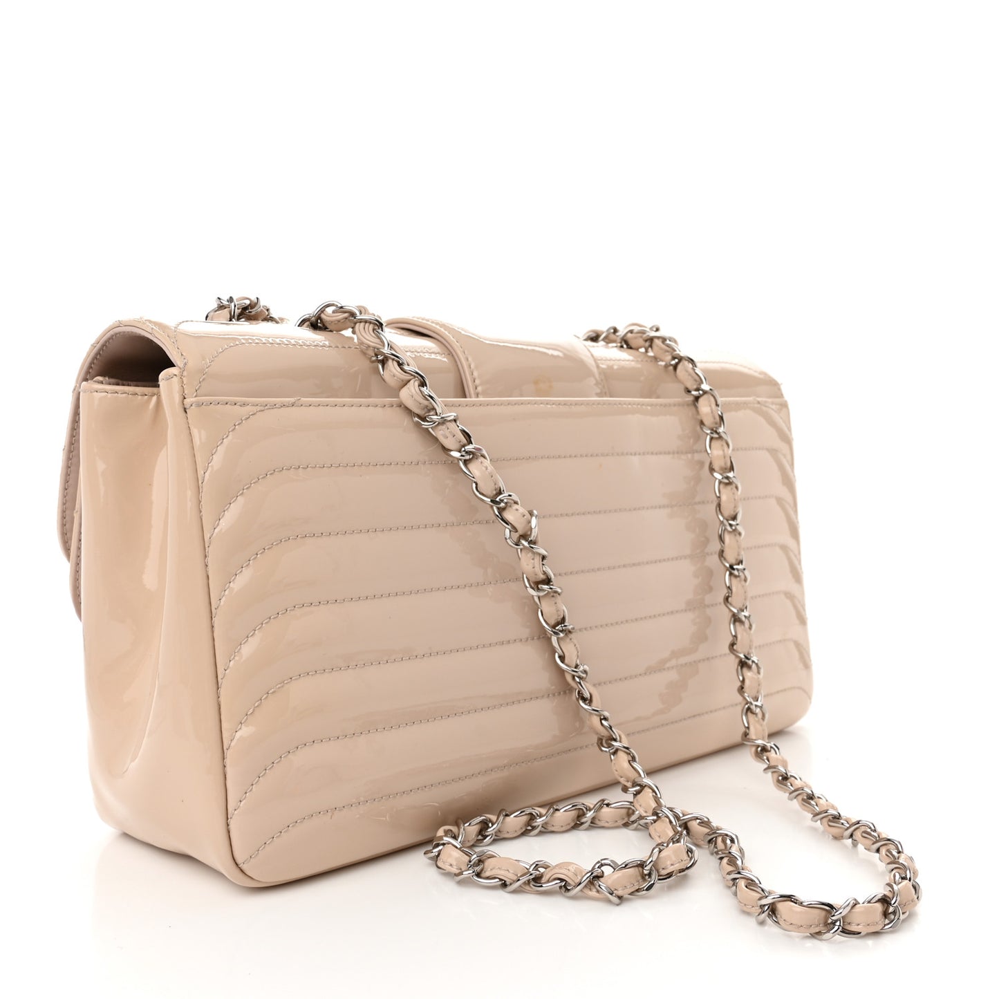 Patent Horizontal Quilted Jumbo Single Flap Pink