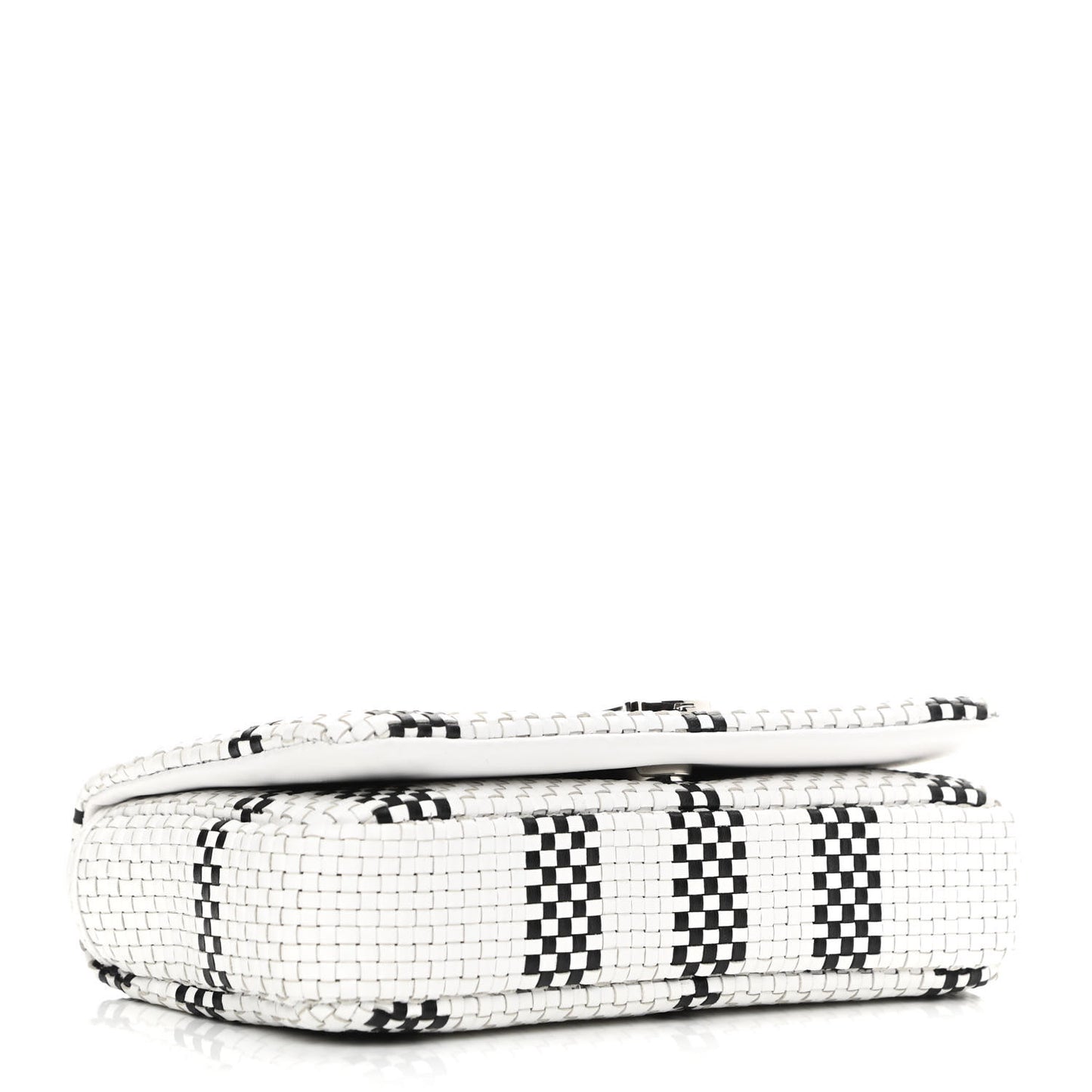 Woven Calfskin Mini Latticed Lola Bag Black White