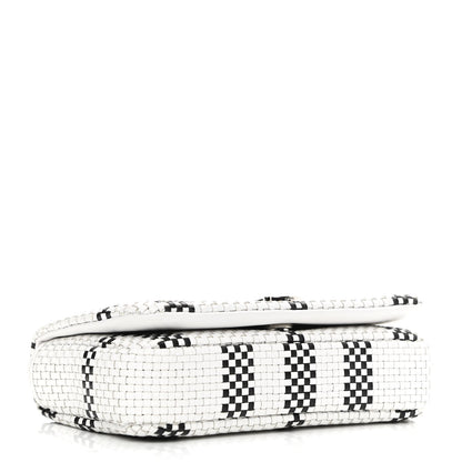 Burberry Woven Calfskin Mini Latticed Lola Bag Black White 4 of 11