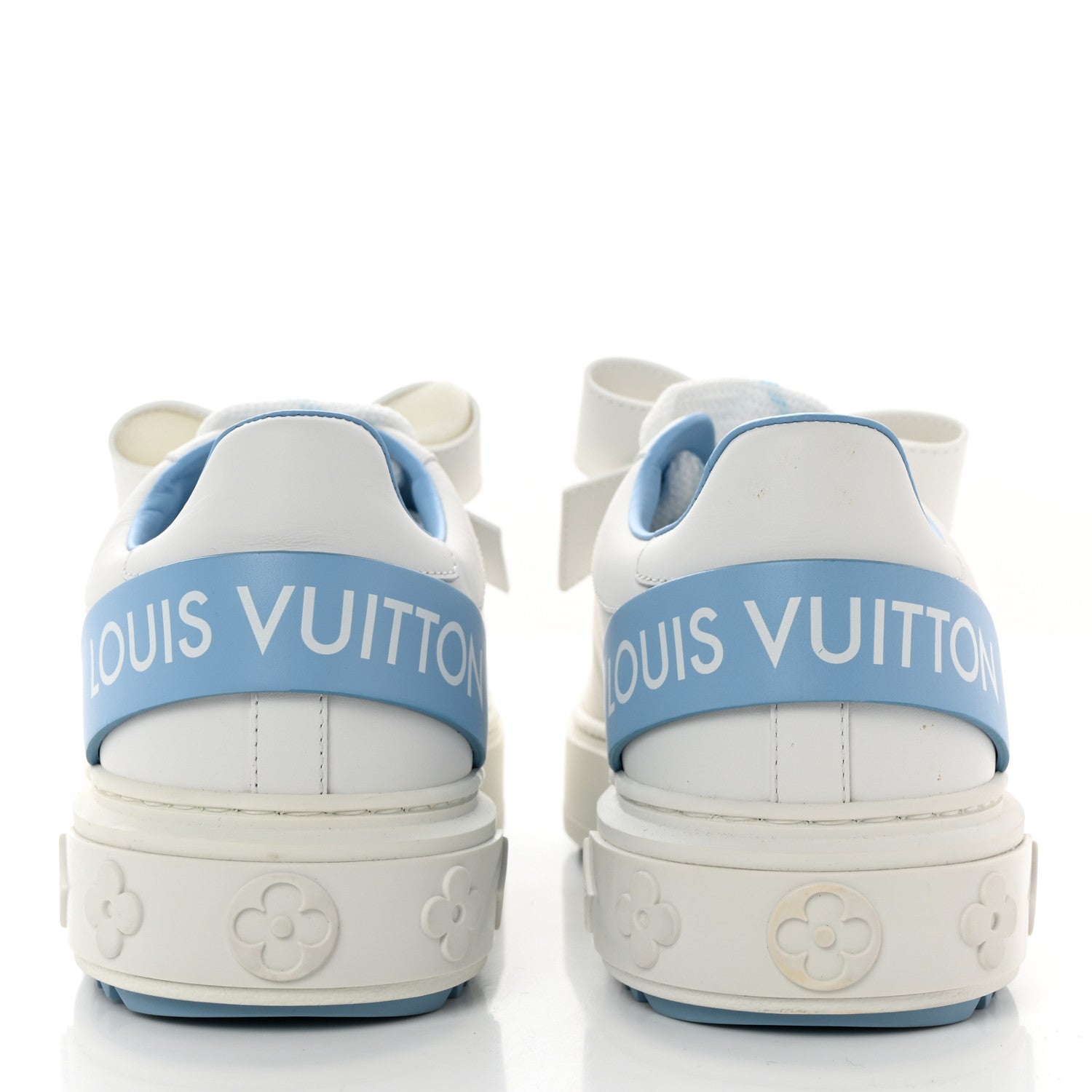 Louis Vuitton Calfskin Time Out Bow Sneakers 37.5 Blue 5 of 11