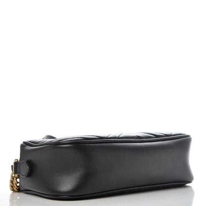 Gucci Calfskin Matelasse Small GG Marmont Chain Shoulder Bag Black 4 of 11