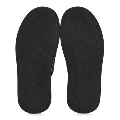 Chanel Fabric CC Mules Sandals 37 Black 6 of 10