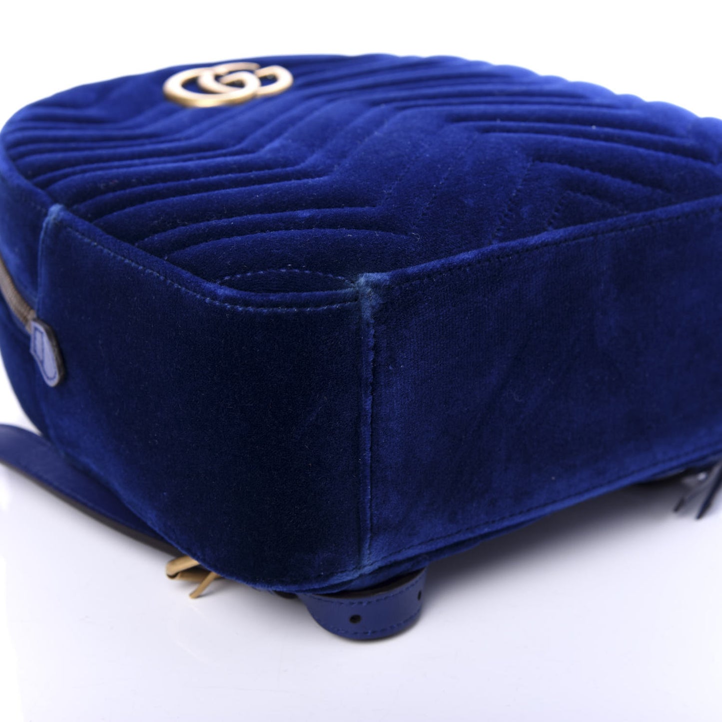Velvet Matelasse GG Marmont Dome Backpack Cobalt Blue