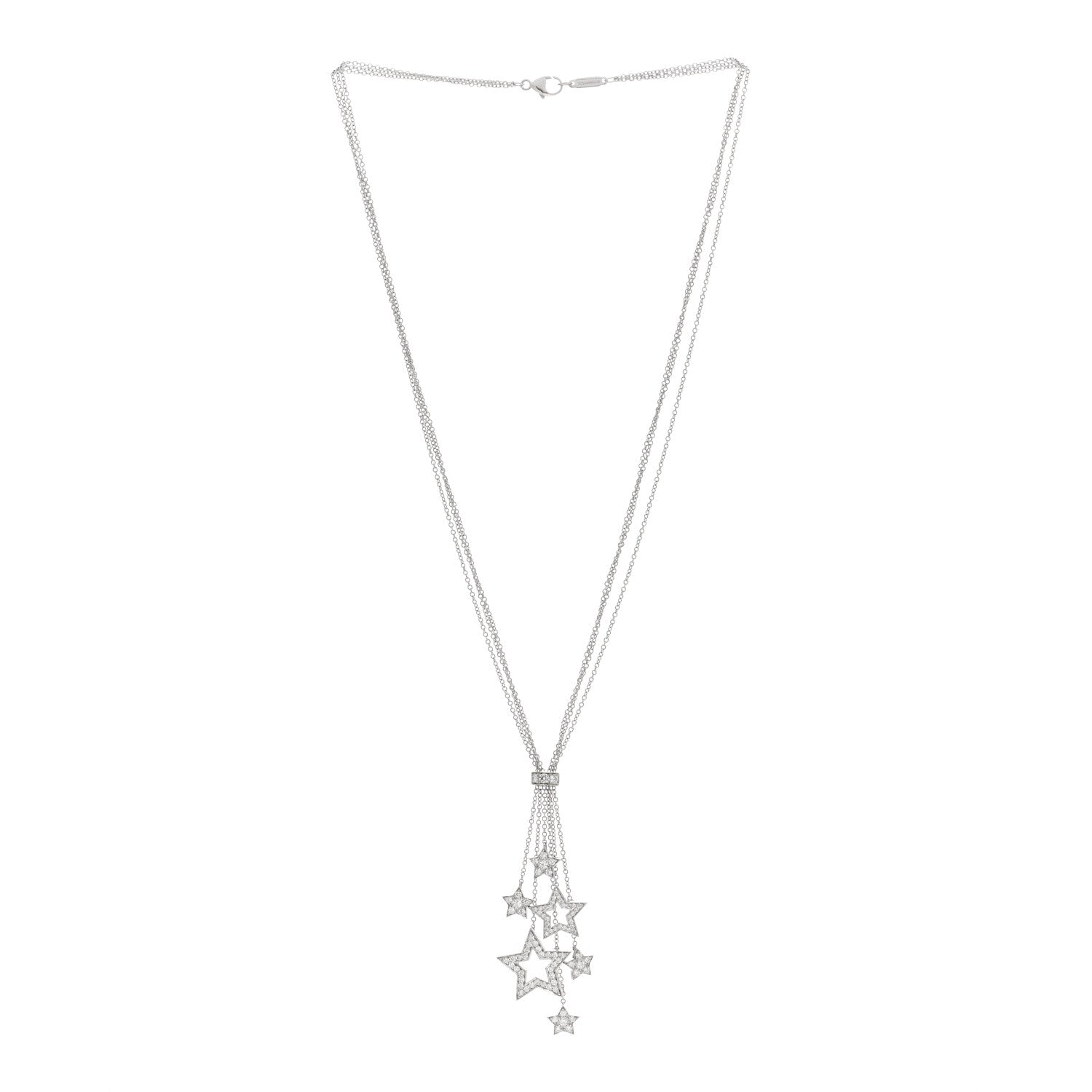 Tiffany Platinum Diamond Multi Star Drop Necklace 3 of 5