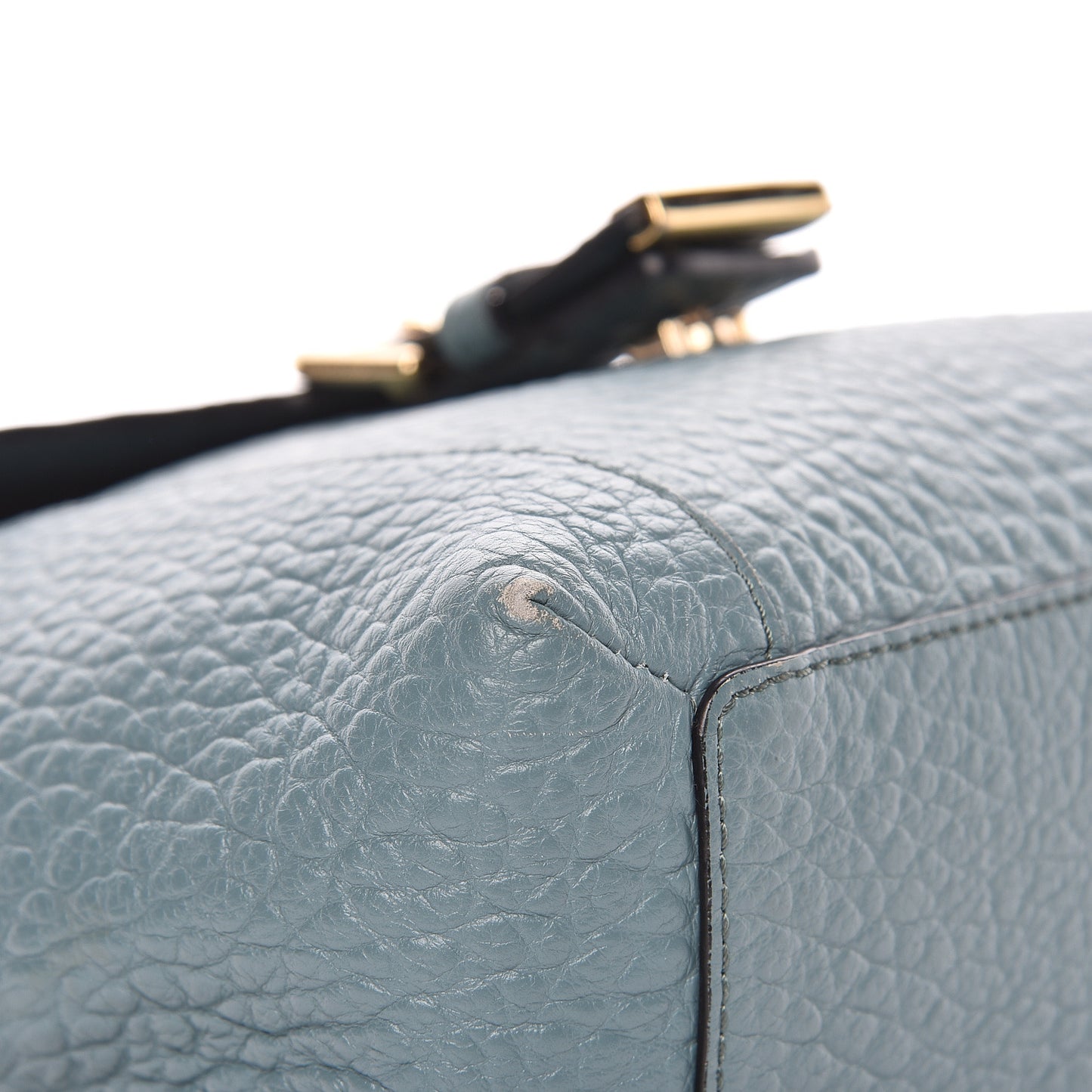 Grainy Calfskin Shoulder Bag Turquoise