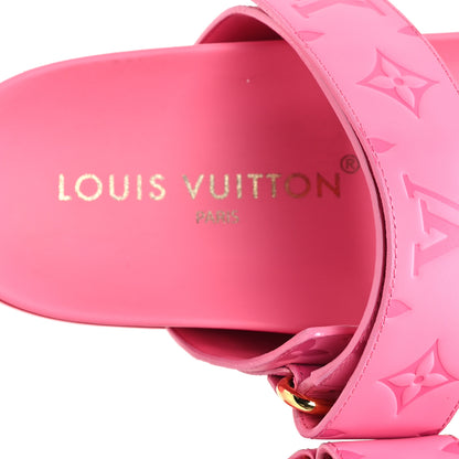 Louis Vuitton Calfskin Monogram Embossed Bom Dia Flat Mule Sandals 39 Pink 8 of 10