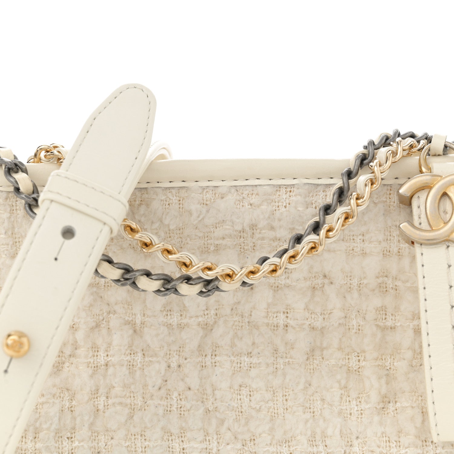 Chanel Tweed Calfskin Quilted Small Gabrielle Hobo Beige Ivory Chanel Tweed Calfskin Quilted Small Gabrielle Hobo Beige Ivory