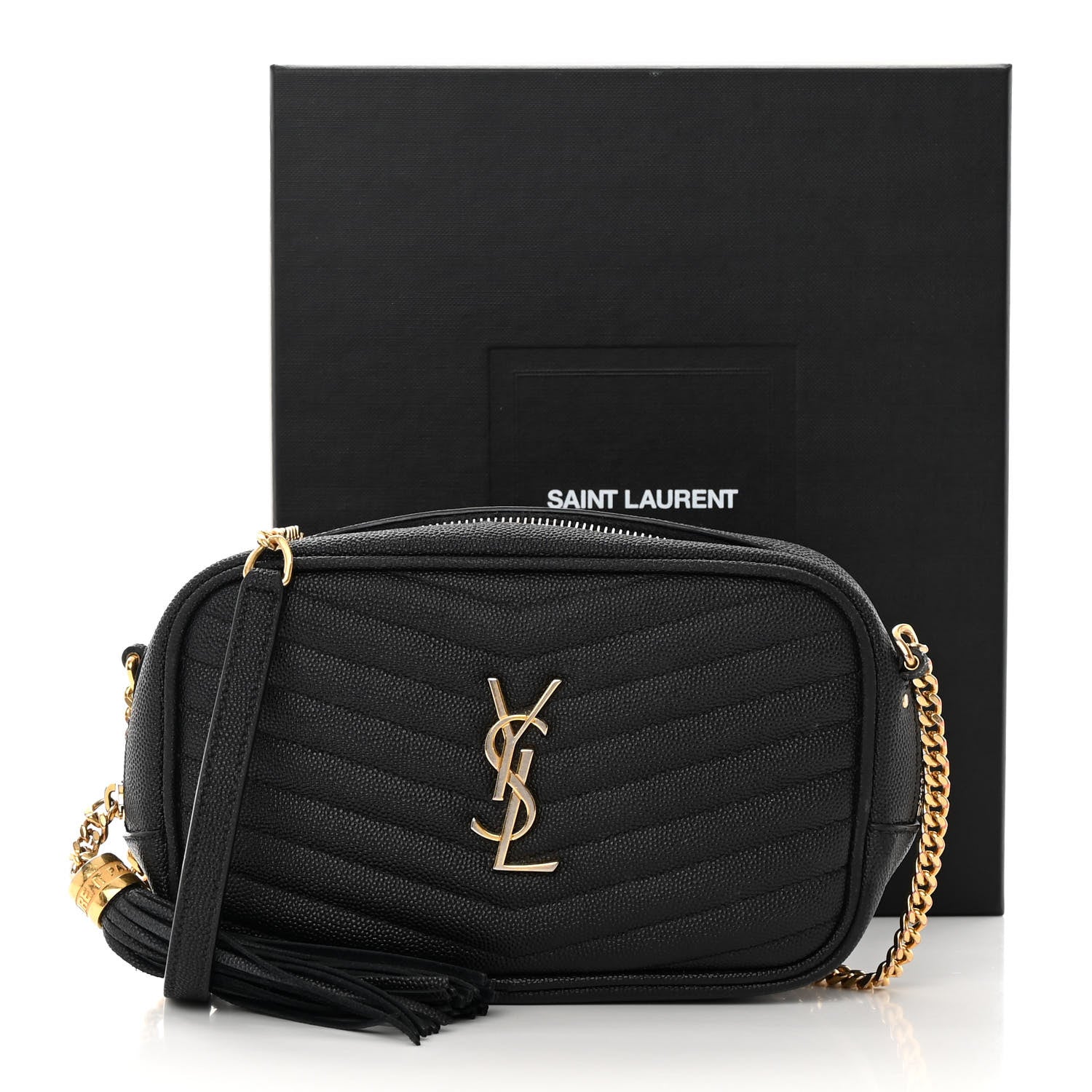Saint Laurent Grain De Poudre Matelasse Monogram Mini Lou Camera Bag Black 14 of 14