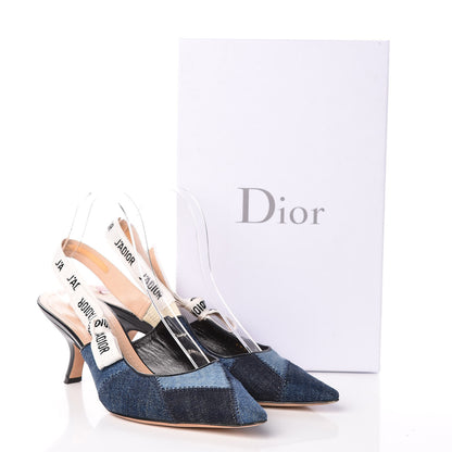 Christian Dior Denim Ribbon Patchwork J'Adior Slingback 65mm Pumps 39.5 Deep Blue 12 of 12