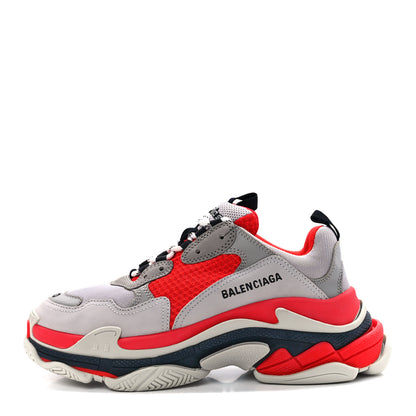 Balenciaga Fabric Mesh Womens Triple S Sneakers 40 Red Grey White 1 of 9