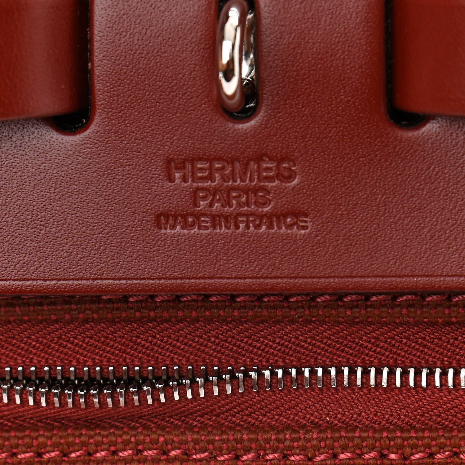 Hermes Toile Militaire Vache Hunter Laque Herbag Zip Retourne 31 PM Rouge H 6 of 11