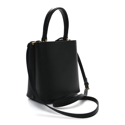 Prada Saffiano Cuir Small Panier Bucket Bag Black Fuoco 3 of 9