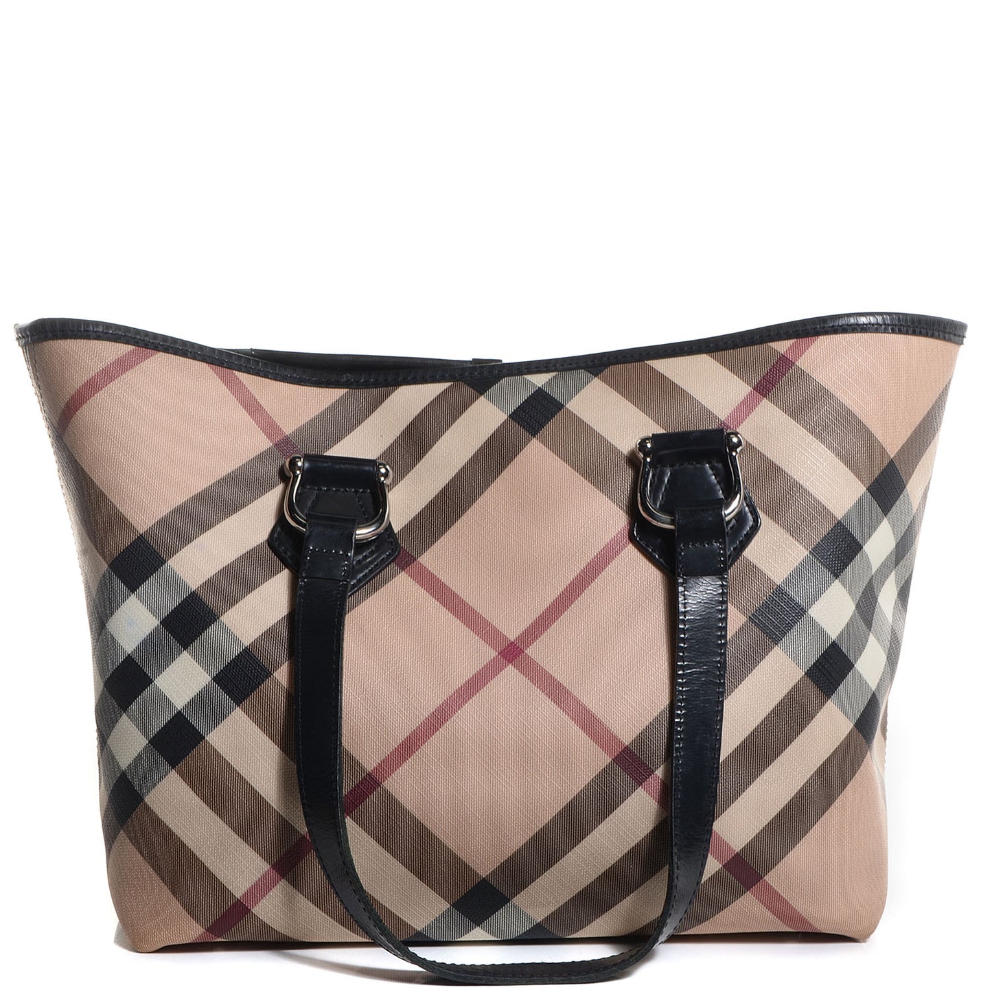 Patent Supernova Check Small Stanton Tote Black