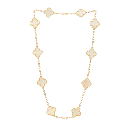 Van Cleef & Arpels 18K Yellow Gold Mother of Pearl 10 Motifs Vintage Alhambra Necklace 3 of 5