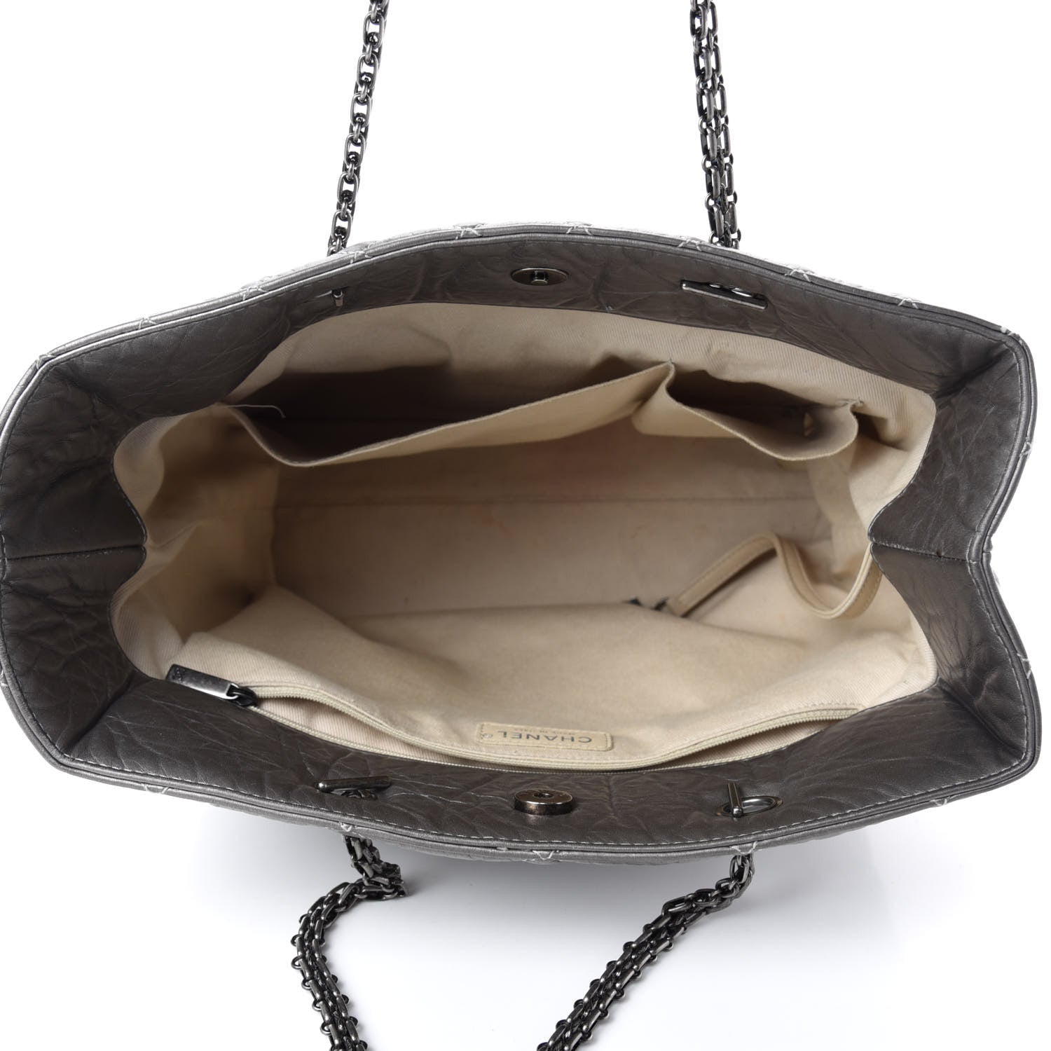 Chanel Metallic Aged Calfskin Quilted Reissue 2.55 Tote Dark Grey 5 of 15