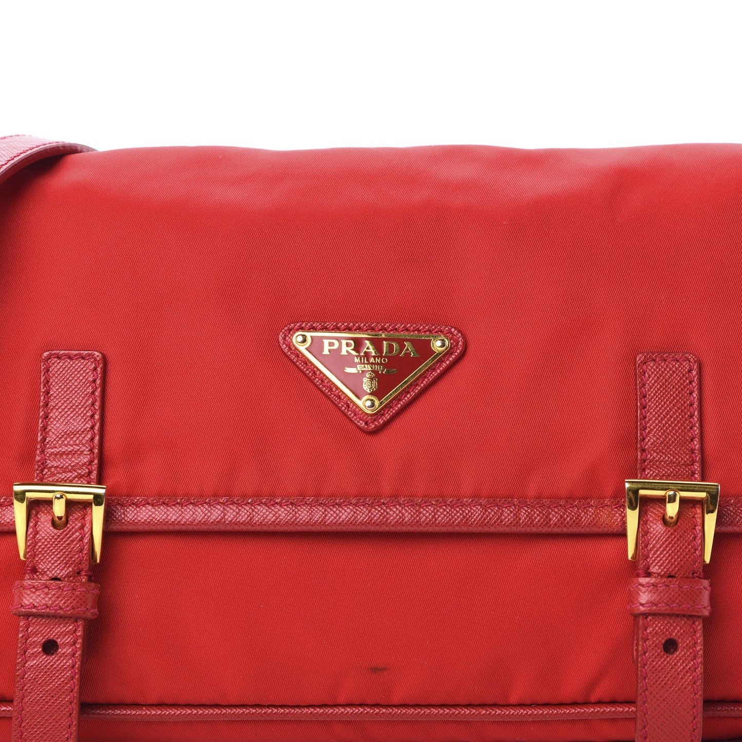 Tessuto Nylon Saffiano Small Messenger Bag Red