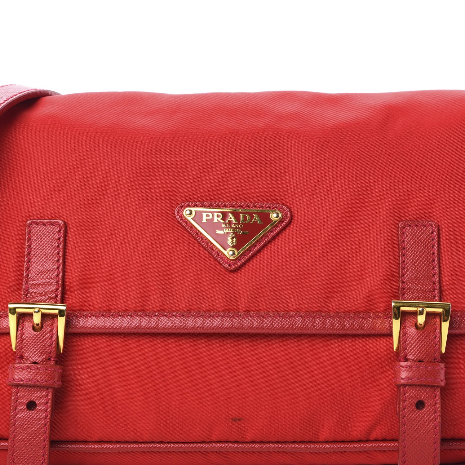 Prada Tessuto Nylon Saffiano Small Messenger Bag Red 15 of 15