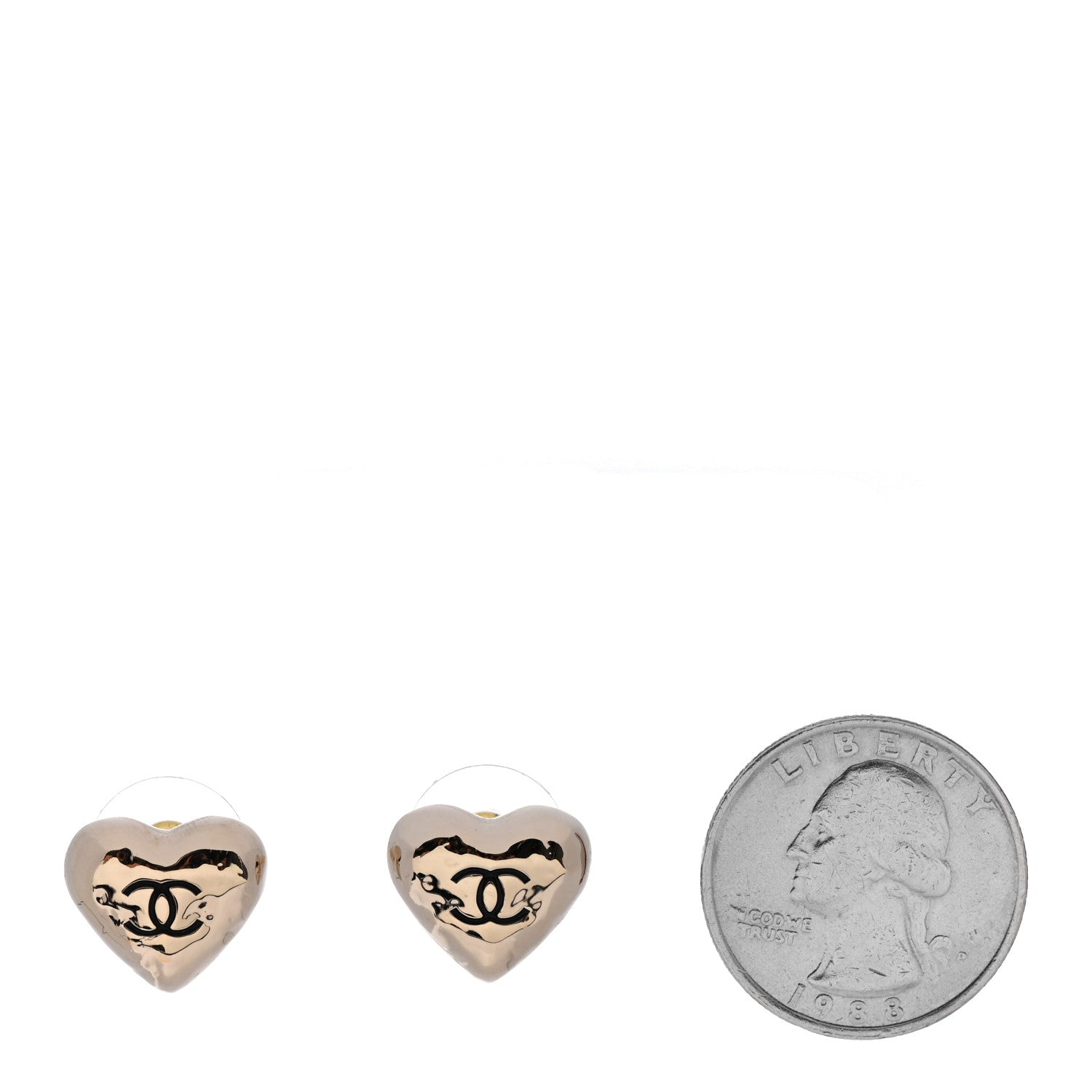 Chanel CC Heart Earrings Gold 2 of 4