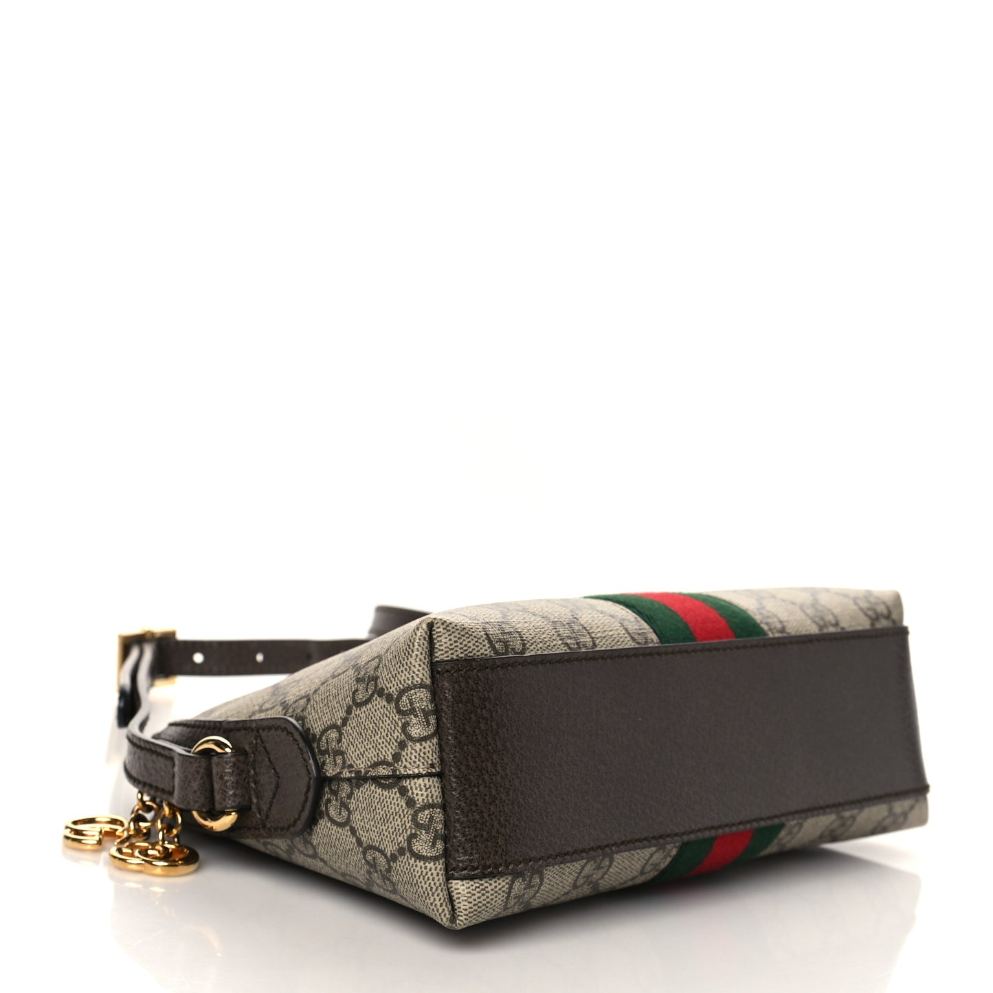 GG Supreme Monogram Textured Dollar Calfskin Web Small Ophidia Dome Shoulder Bag Beige Ebony New Acero
