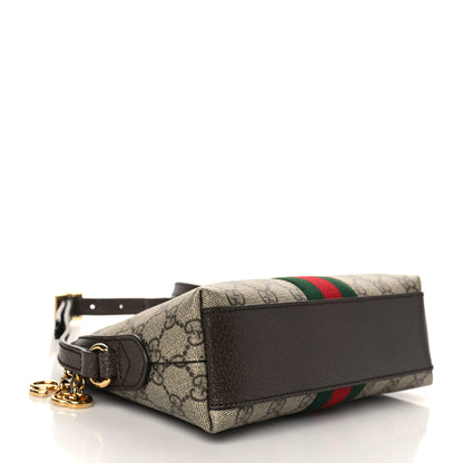 Gucci GG Supreme Monogram Textured Dollar Calfskin Web Small Ophidia Dome Shoulder Bag Beige Ebony New Acero 4 of 11