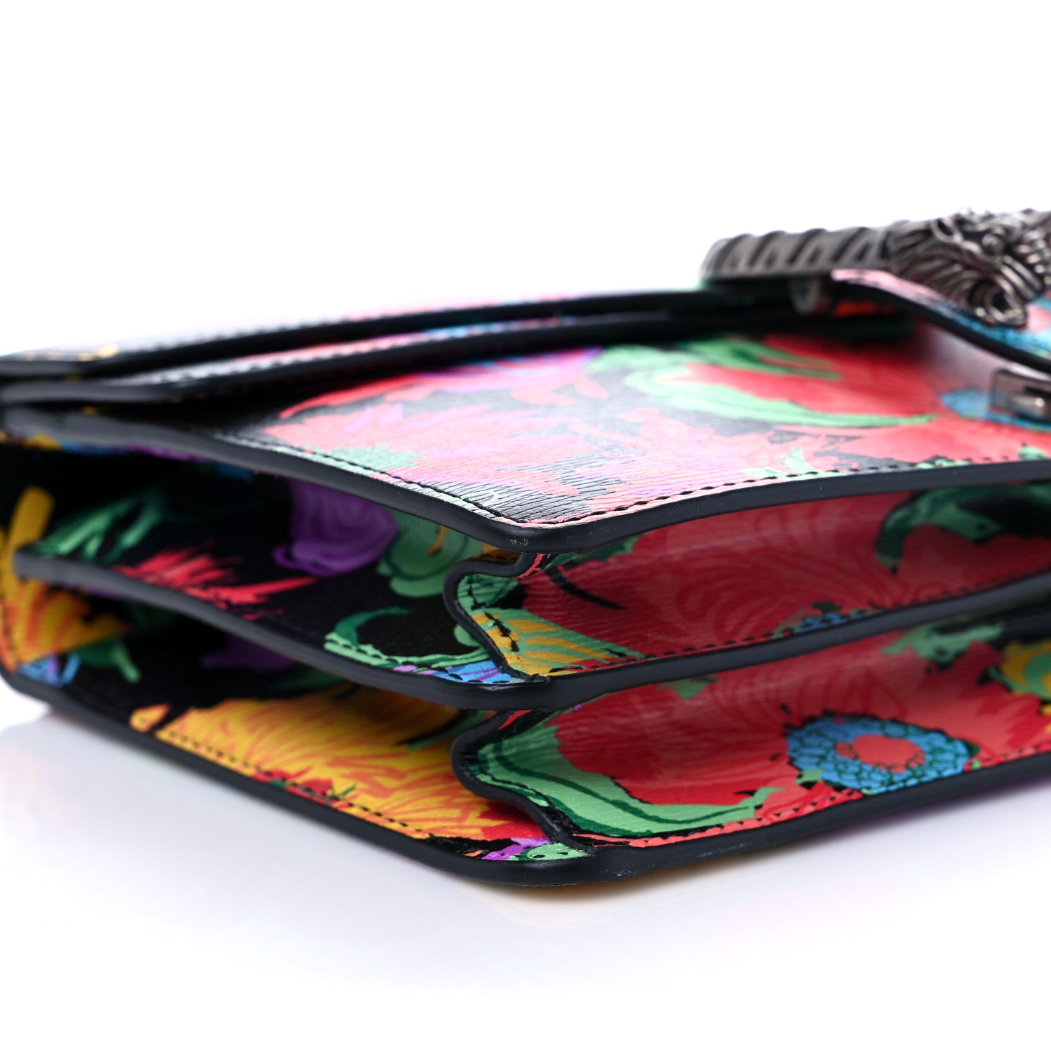 Gucci X KEN SCOTT New Shangai Calfskin Jenny Floral Print Small Dionysus Shoulder Bag Black Pink 8 of 9
