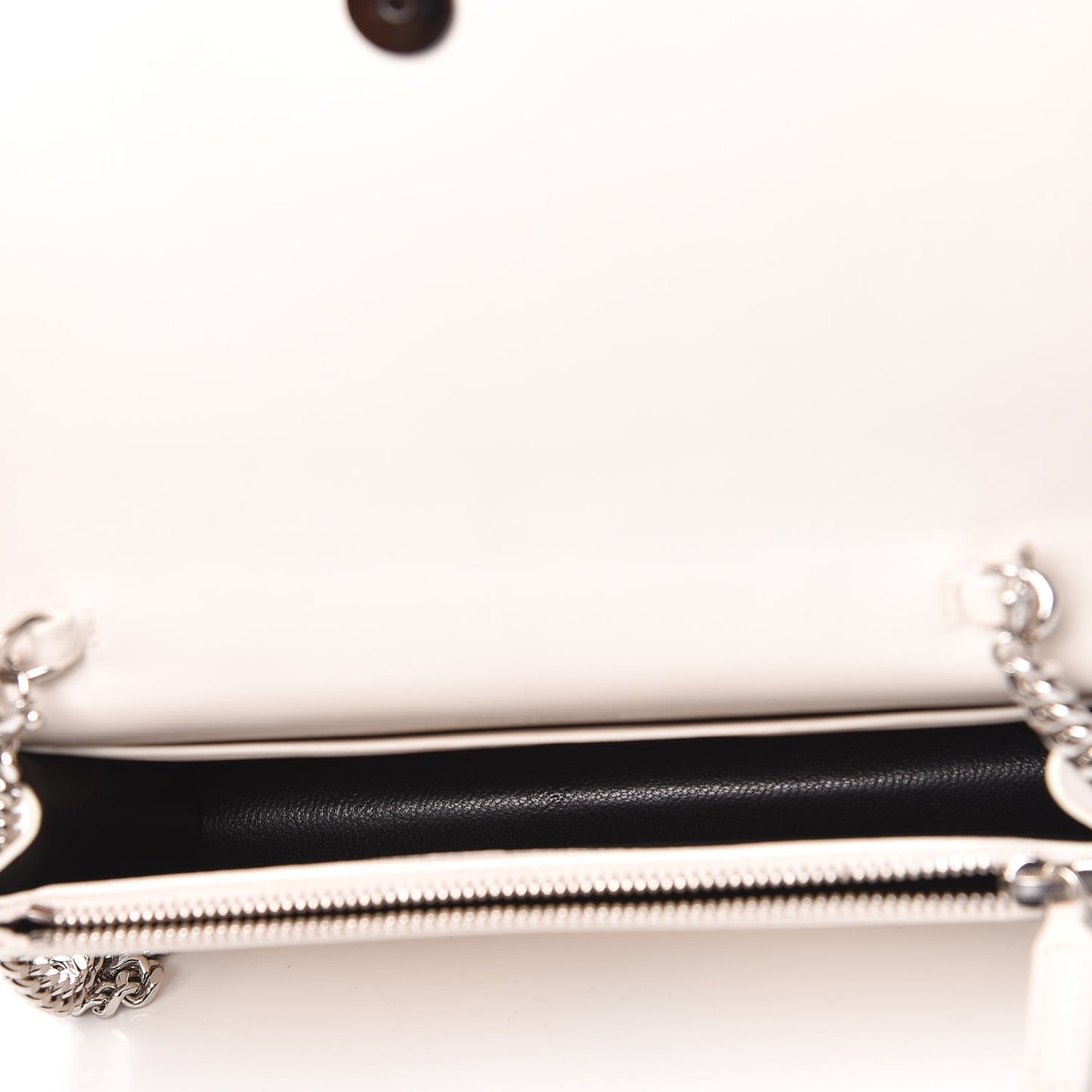 Calfskin Bead Embellished Kate Monogram Tassel Chain Wallet White