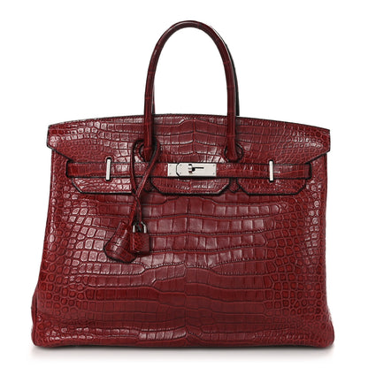 Hermes Matte Porosus Crocodile Birkin 35 Rouge H 1 of 10