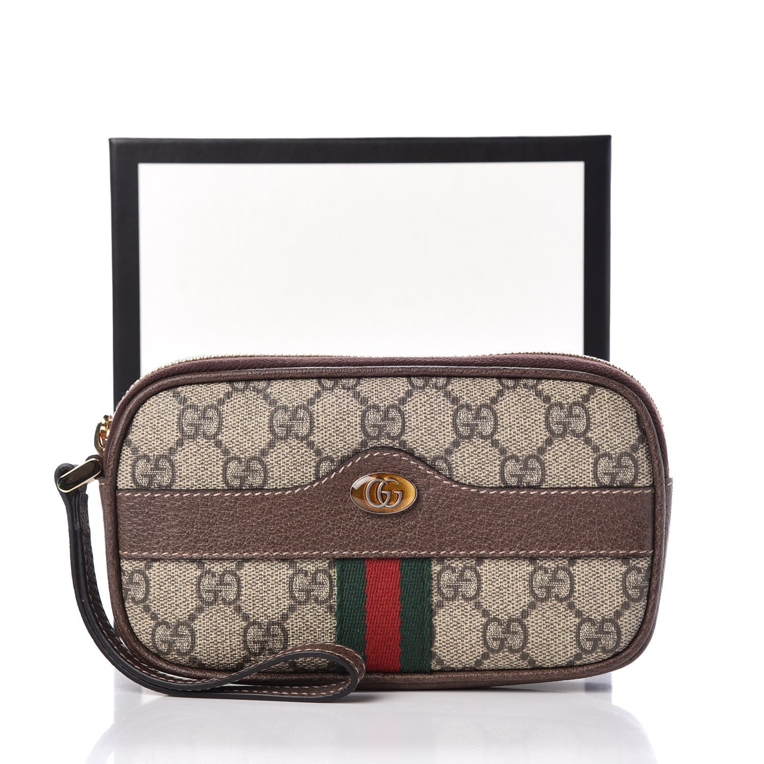 Gucci GG Supreme Monogram Ophidia Phone Case Wristlet Brown 8 of 8