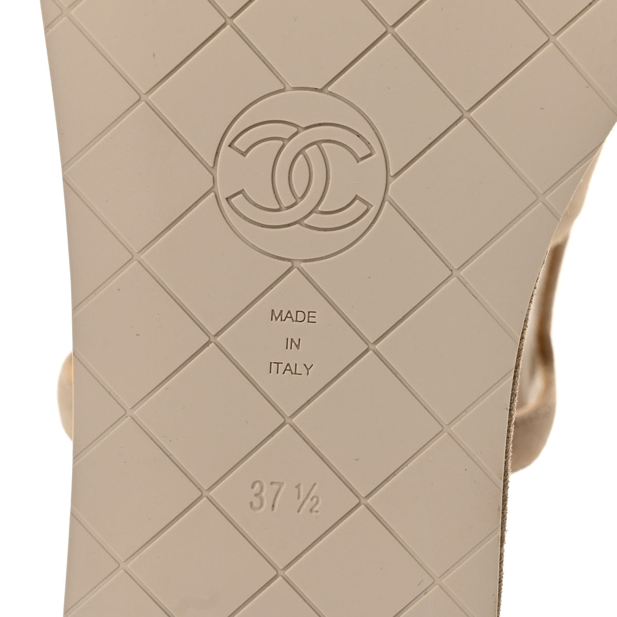 Suede Calfskin Platform CC Sandals 37.5 Dark Beige