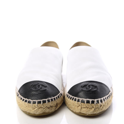 Chanel Grained Calfskin CC Espadrilles 40 White Black 2 of 10