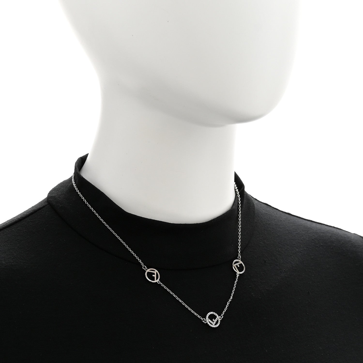Fendi Metal Crystal F is Fendi Necklace Silver 2 of 7
