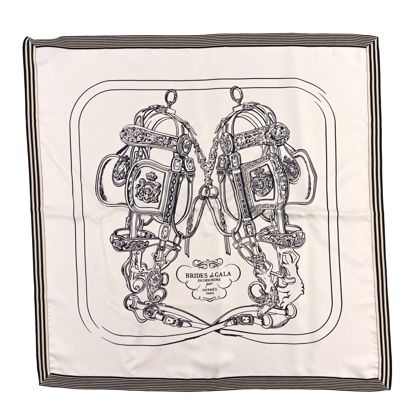 Silk Brides De Gala Brode Scarf 90 White Black