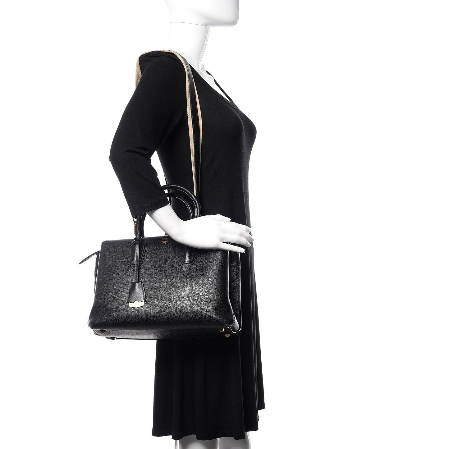 Grained Calfskin Medium Milla Tote Black