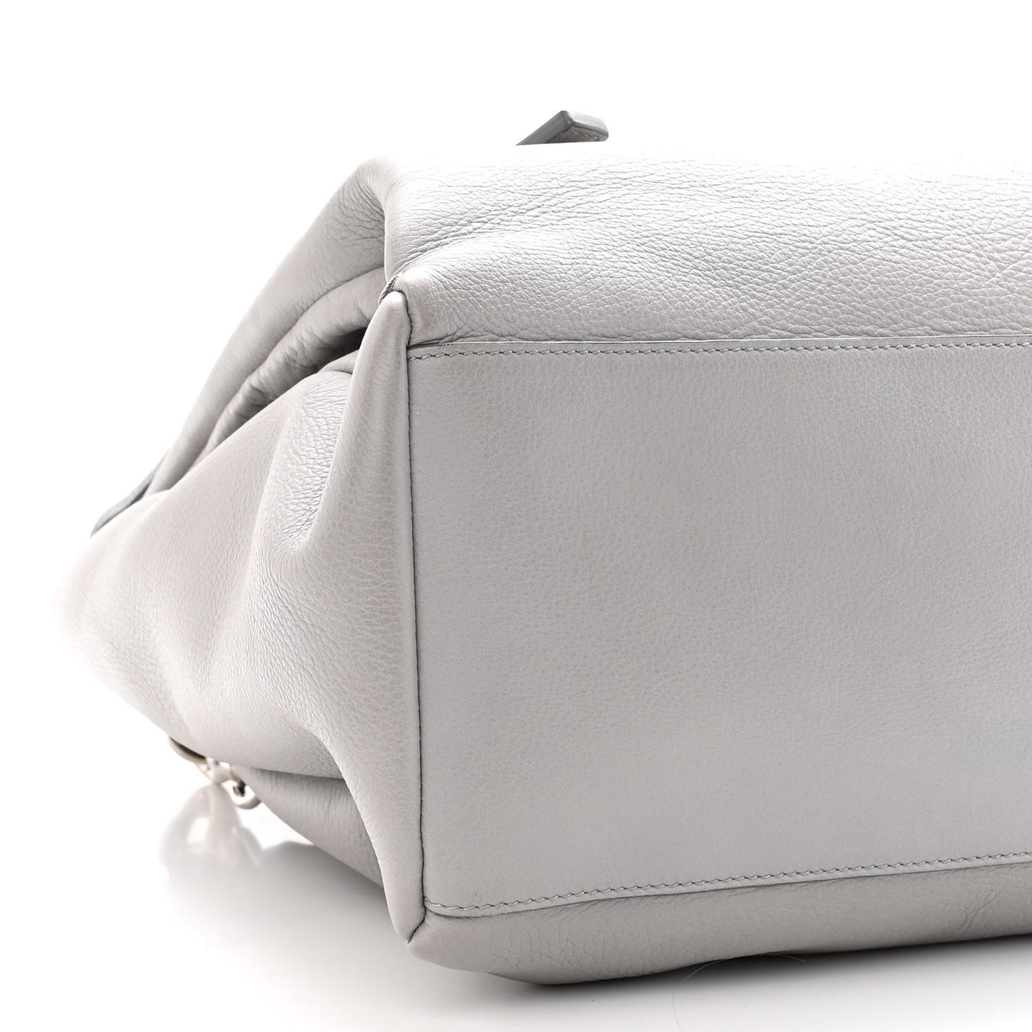Grained Calfskin Medium Pandora Pure Flap Bag Pearl Grey